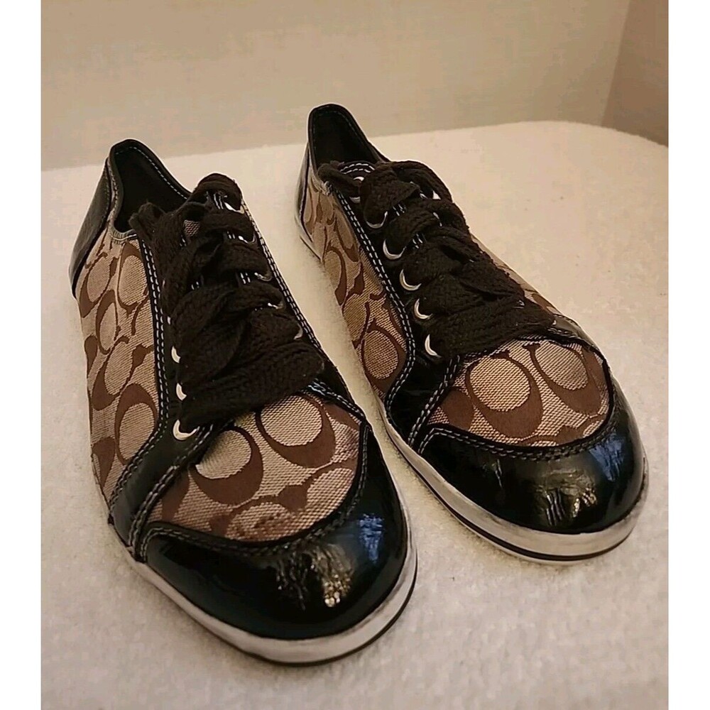 Coach Brodi Signature C Brown Signature Tie Up Sneaker's Women's US Sz 9.5